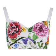 Dolce & Gabbana Blommig bomull crop top Multicolor, Dam