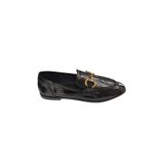 Jeffrey Campbell Svarta platta loafers med guldclips Black, Dam