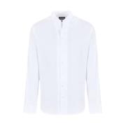 Emporio Armani Elegant Stretch Satin Casual Skjorta White, Herr