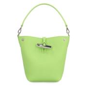 Longchamp XS Läder Bucketväska med Antler Stängning Green, Dam