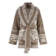 Alanui Silke Ull Kashmir Shawl Krage Kofta Beige, Dam