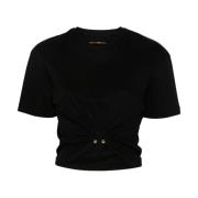 Paco Rabanne Svart Jersey Crew Neck Top Black, Dam