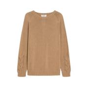 Max Mara Elegant Crewneck Stickad med Detaljer Beige, Dam