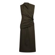 Jil Sander Draped Maxi Klänning med Dragkedja Green, Dam