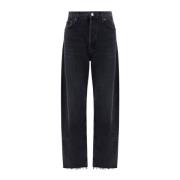 Agolde Vida Jeans med fransade kanter Black, Dam