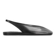 Jil Sander Fyrkantig Tålinje Läder Ballet Flats Black, Dam