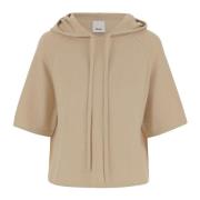 Allude Beige Bomullsblandning Stickad Huva Tröja Beige, Dam