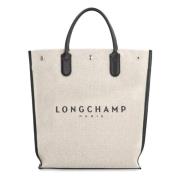 Longchamp Canvas toteväska med läderdetaljer Beige, Dam