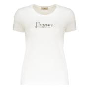 Herno Rhinestone Logo Crew-neck T-shirt White, Dam