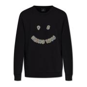 PS By Paul Smith Sweatshirt med färgglatt broderat logotyp Black, Herr