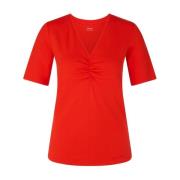 Marc Cain Rynkad T-shirt för modern stil Red, Dam