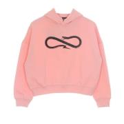 Propaganda Rosa/Svart Cropped Hoodie med Snake Logo Pink, Dam