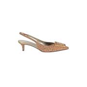 Roberto Festa Leopard Denim Slingback med strass Pink, Dam