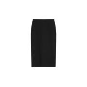 Max Mara Studio Stickad Midi Kjol med Elastisk Midja Black, Dam