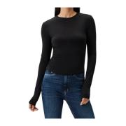 Calvin Klein Jeans Svart Jersey Crew Neck Slim Fit Black, Dam