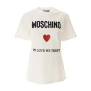 Moschino Ekologisk Bomull Kärlek Förtroende Tee White, Dam