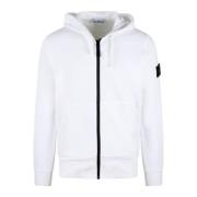 Stone Island Logotyp Dragkedja Huva Jacka White, Herr