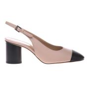 Baldinini Black leather and nude leather slingback Pink, Dam