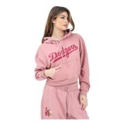 New Era MLB Grafisk Hoodie LA Dodgers Stil Pink, Dam