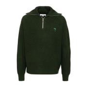 Maison Kitsuné Skoggrön Sailor Krage Zip-Up Sweater Green, Herr