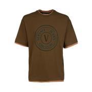 Versace Jeans Couture Långärmad Rundhalsad T-Shirt med Dekorativt Tryc...