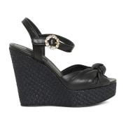 Dolce & Gabbana Kristalldekorerade Kil Sandaler Black, Dam