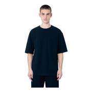 Lemaire Bomull Crewneck T-shirt med Ficka Black, Herr