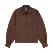 MM6 Maison Margiela Brun Satinskjorta med Framknut Brown, Dam