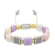 Nialaya Women's White, Cream, Lavender & Soft Pink Ceramic Flatbead Br...