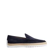 Tod's Blå Mocka Slip-on Sandaler med Raffia Vävning Blue, Herr