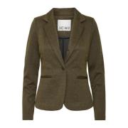 ICHI Elegant Jacquard Blazer Jacka Svart/Lizard Green, Dam