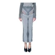 Jean Paul Gaultier Mesh Midi Kjol med Draperad Overlay Multicolor, Dam