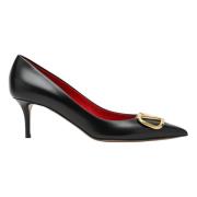 Valentino Garavani Signatur Logo Mitten Häl Pumps Black, Dam