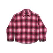 Balenciaga Rosa Rutig Flanellskjorta Broderad Stil Pink, Dam