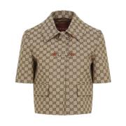 Gucci GG Canvas Jacka med Horsebit Brown, Dam