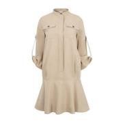 Loewe Beige Bomulls Chemisier Klänning med Anagram Patch Beige, Dam