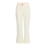 ICHI Cropped flare byxor i Birch Beige, Dam