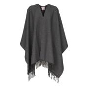 Valentino Garavani Grå Cashmere Poncho Jacka Gray, Dam