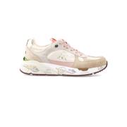 Premiata Rosa Panel Sneaker med Logo Patch Multicolor, Dam