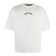 Palm Angels Kontrasterande Logotyptryck Bomullst-shirt White, Herr