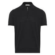 Canali Polo Skjorta med dragkedja i bomull Black, Herr