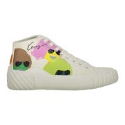 Kenzo Höga canvas sneakers med kontrast sula White, Dam