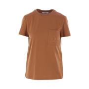 Max Mara Brun Bomull T-shirt med Monogram Broderi Brown, Dam