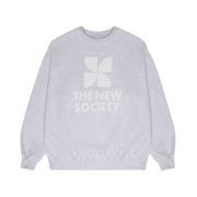 The New Society Mykonos Woman Sweatshirt Vit Gray, Dam