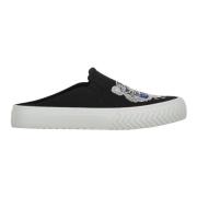 Kenzo Broderad Logga Tyg Mules Black, Dam