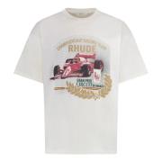 Rhude T-shirt i bomull med tryck fram White, Dam