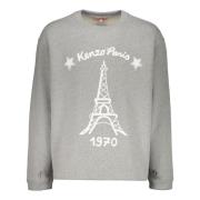 Kenzo Bomull crew-neck sweatshirt med brodyr Gray, Herr