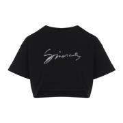 Givenchy Stilren Cropped T-shirt Black, Dam