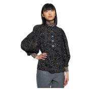 Antik Batik Elie print blus Black, Dam