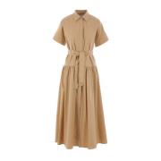 Max Mara Midi Bomull Skjortklänning Sand Beige, Dam